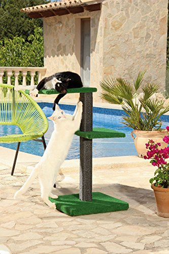 CLEVERCAT Outdoor Kratzbaum Modell Terrasso Funny. Ideal für Terasse oder Balkon, damit Ihr Stubentiger auch an der frischen Luft die Kralle wetzen kann, Made in Germany (7430)