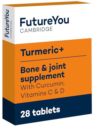 Turmeric+ Supplement – 28 Turmeric Tablets 30x More Absorbable – Curcumin Tablet Patented Meriva Formulation with Vitamins C – Turmeric Tablets for Bones, Joints & Muscles by FutureYou Cambridge
