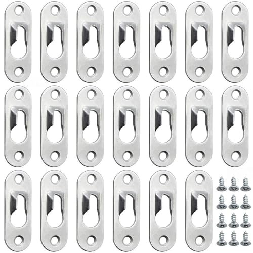 DXLing 30 Pièces Cintres de Trou de Serrure en Métal 45 mm x 16 mm avec 60 Vis Trou de Serrure Attaches Suspension pour Accrocher Mur Intérieur Cabinet Miroirs et des Cadres Photo - Argentés