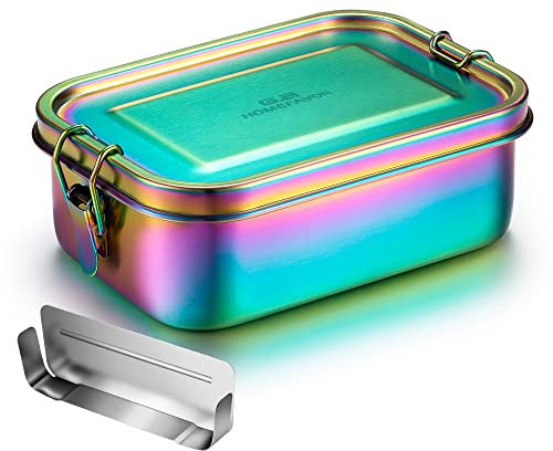 G.a HOMEFAVOR 800 ml Scatole Bento Box con Divisorio Rimovibile Contenitore per Pranzo in Acciaio Inox Prova di Perdite Lunch Box in Metallo per Alimenti