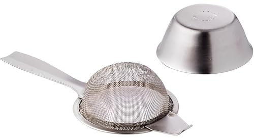 Acense Stainless Steel Tea Strainer and Bowl, Ultra Fine Mesh, Traditional Shape, Stainless Steel Arm, Includes: 1 Single Arm Tea Strainer, 1 Bowl, Safe, Durable, Size: 6cm (Dia)/2.5 (Dia)