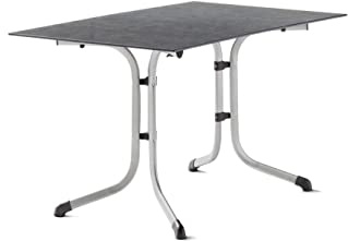 SIEGER Boulevard Platte. Klapptisch, Polytec-Dekorplatte und Stahlrohr-Gestell, Graphit/Schiefer anthrazit, 120 x 80 cm 5160-20 KT
