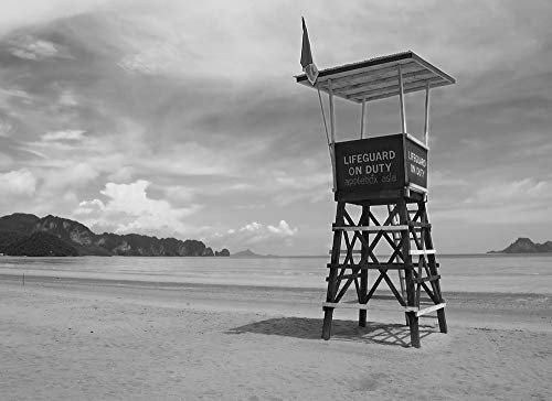 Feeling at home LEINWANDDRUCK im SCHATTENFUGENRAHMEN Rettungsschwimmer-Beobachtungsturm Anonymous - Meer horizontal Kunstbilder im Holzrahmen cm_40_X_56