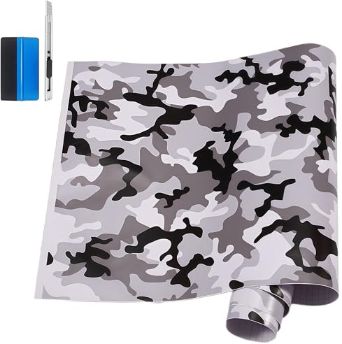 NewL Camouflage Bil Vinylomslag Film Gör-det-själv Självhäftande Vit 30 x 150 cm