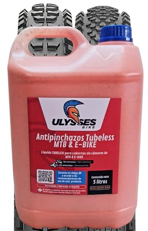 Liquido tubeless MTB y E-Bike | Liquido Antipinchazos Bicicleta sin amoniaco | Sellador Repara Pinchazos Bicicleta | Kit Reparacion Neumaticos | Gel Antipinchazos para Jeringa Tubeless (5 litros)