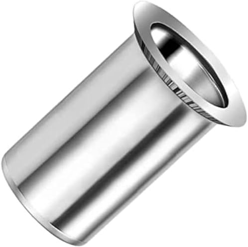 M8 Écrous à sertir aveugles, tête fraisée, corps rond, insert fileté ouvert, 8mm écrou à sertir en acier zingué, écrou à sertir pour acier, alliage, cuivre, plastique et composite (5 pcs.)