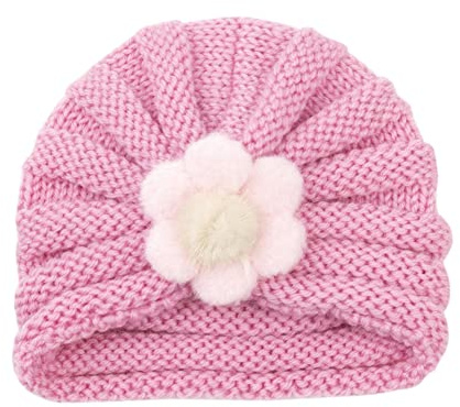LICHENGTAI Baby Mütze Baby Turban Neugeboren Mädchen Taufe Stirnband Haarband Blume Turban Headwear Cap Herbst Winter Mütze Hut für 0-12 Jahre Kleinkind Säuglinge Mädchen