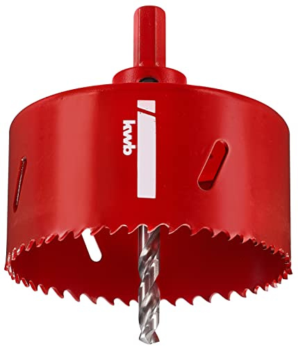 kwb HSS Bi-Metall-Lochsäge Ø 83 mm mit progressiver Vario-Zahnung, hoher Präzision, Sechskantschaft, 38 mm Schnitttiefe und Zentrierbohrer