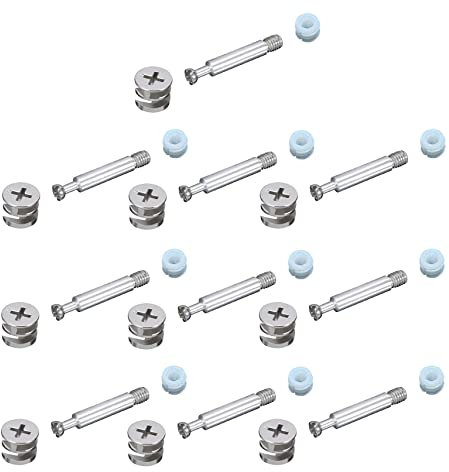TERF® Cam Fixing Dowel Screw (M6 X 41mm) Cam Lock (15mm X 12mm) and Pre-Inserted Threaded Cam Dowel Nuts (M6 X 10.5mm) Flat Pack Furniture Cam Fixing Joint Connector Universal Kit - 10 Sets