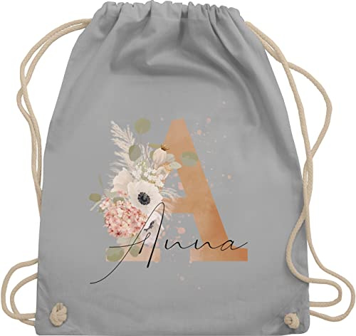 Turnbeutel Rucksack - Initialen - Watercolor Anfangsbuchstabe I Geschenk mit Initiale Geschenke - Unisize - Hellgrau - kindergartentasche schulkind beutel buchstaben a turnsack