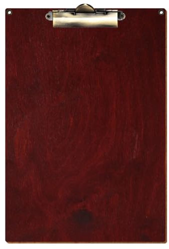Bütic Holz Klemmbrett Standardform Mahagoni für DIN A3 A4 A5 A6 mit 2 Ösen aus 3mm starkem Birkensperrholz mit Klarlack versiegelt