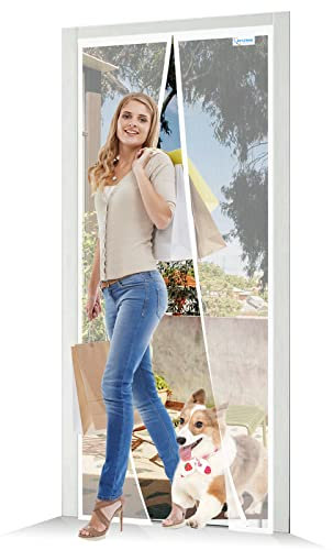 JOY2SEE Fly Screen Balcony Door 140 x 200 cm White Protection for Your Family