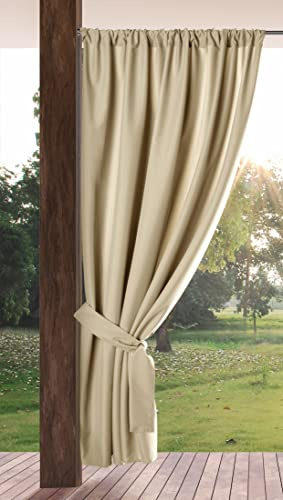 Eurofirany Garden Outdoor Vorhang mit Tunnelzug, 1 Stück, Blickdicht & Wetterfest, UV-Schutz, für Balkon Terrasse Pergola Pavillon, H200 x B155 cm, Hellbeige