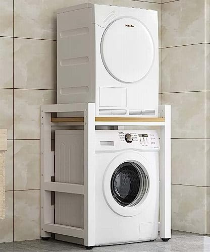 XNASU Mueble Lavadora Unidad Almacenamiento sobre Lavadora, Capacidad Carga 300 Kg, Kit Apilamiento Lavadora y Secadora, Estante Almacenamiento Lavadora Baño Cocina Balcón Lavadero White,B