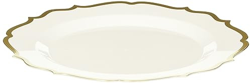 Blue Sky Contemporary Collection Piatti di plastica bianchi con bordo dorato, 19,1 cm (10 pezzi) usa e getta per eventi e feste