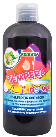JOLLY Tempera Kids Mix peinture, peinture liquide, flacon de 1L rose, couleurs lumineuses et opaques, peut être peint non dilué ou avec de l'eau, utilisable sur tous les matériaux