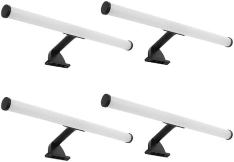 LED Universum - moderne LED Spiegelleuchte Salma 4-er Set 40cm schwarz rund 6W 750lm 4000K IP44 für Badezimmer, Spiegel oder als Bilderleuchte, Steck- Klemm- Wandmontage