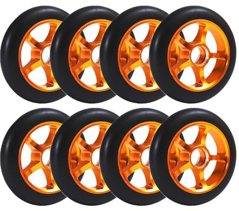 UZIAH 110 mm Rollschuh Räder, 90 A, Inline Skate Ersatzräder, Verwendet Für Gepäckräder, Stützräder, 8Er-Pack,Gold