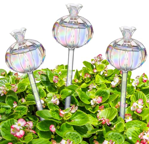 Begonia Lampadine autoirriganti ，3 Palline per irrigazione, lampadine per Piante, in Vetro colorato, per Interni ed Esterni，Giardino e Balcone