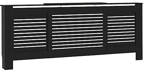 Coavain Heizkörperabdeckung 205x20.5x81.5 cm Stilvolle und Praktische Verkleidung Ihren Heizkörper Dekorativ zu Verkleiden und Zusätzlichen Platz für Fotorahmen, Bücher, Ornamente Schwarz MDF