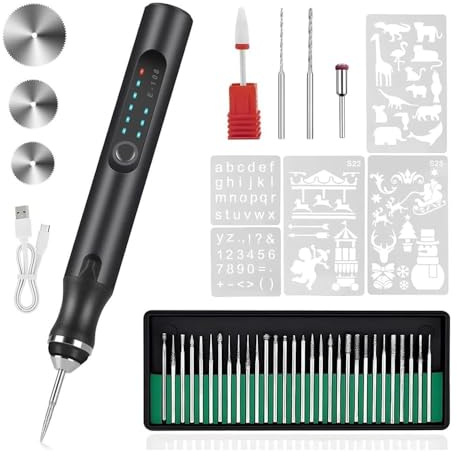 Herramienta de bricolaje, 1 juego de bolígrafo de grabado eléctrico, portátil, grabador giratorio para joyería, madera, vidrio, tallado de piedra