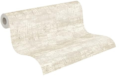 Livingwalls Struktur-Vliestapete – Beige, Creme, Metallic – 10,05 x 0,53 m | Einfarbig & vielseitig kombinierbar – schimmernde Wandtapete, ansatzfrei & spurlos abziehbar, für Wohn- und Schlafzimmer