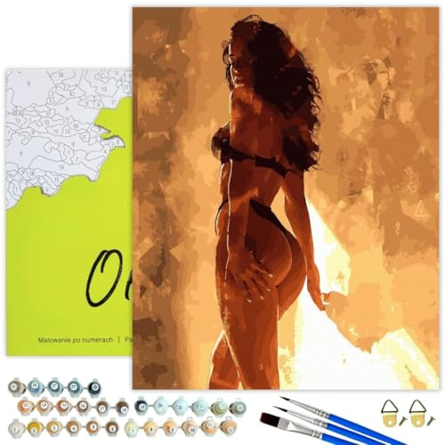 Oh Art! Malen Nach Zahlen Erwachsene Set Mit 3 Pinseln Und Acrylfarben Gemälde Acrylic Malerei DIY Leinwand 40 x 50 cm Schöne Frau