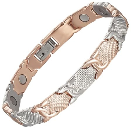 Generisch YINOX Bracciale magnetico in acciaio inossidabile per donna, elegante braccialetto magnetico in oro per donna con magnete ad alta resistenza e scatola regalo