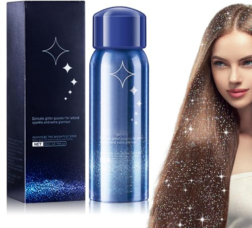 Glitzer Spray Haare und Körper,60ML Glitzerspray für Haare und Kleidung, Body Glitter Spray für Haut Haar Gesicht Schnell Trockenes für Halloween Fasching Birthday