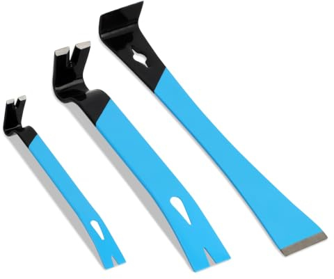 OX Pro OX-P095301 Lot de 3 barres de biche en acier forgé avec double griffes (140 mm et 190 mm) et barre de grattoir de 240 mm pour démolition, arrachage des clous et préparation de surface