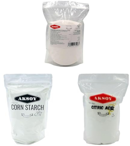 Aksoy Ultimate Kitchen & Cleaning Essentials Bundle: Pure Baking Soda, Corn Starch, and Citric Acid – Food Grade, Non-GMO, Vegan – Perfect for Cooking, Baking, and Household Cleaning