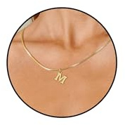 14K Vergoldet Kette Damen mit Buchstaben Geschenke für Frauen Mädchen | Halskette mit Buchstaben A-Z Necklace Women Anhänger Buchstaben Kette Silberkette Goldkette