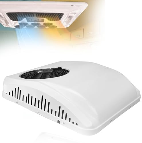 Lakenbroade Aire Acondicionado en la azotea para vehículos recreativos con calefacción de 12 voltios, Aire Acondicionado para Autocaravana 10000BTU de 12 V,12V