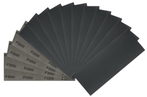 SenmaiTools Papel de Lija 3000 Grano 15 Piezas 93 x 230 mm Lijas al Agua/Seco para Madera Pared Automóvil Pintura Metal