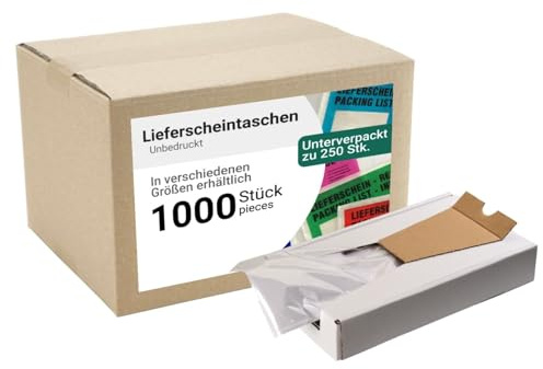 dm-folien Lieferscheintaschen C5 I 1000 Stück I Selbstklebende Versandtaschen I Blanco Versandunterlagen im 250er Karton I Versandzubehör aus PP I transparent, unbedruckt & unterverpackt