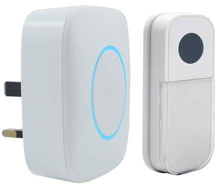 Uni-Com Wireless Plug-in Door Chime, 150m Operating Range, 30 Different Chimes, LED Colour Change Chime Alert, Easy Install