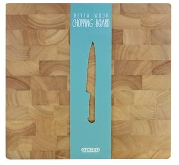 UNIQUE HOME LIVING Hevea Wood Chopping Board, Wooden Cutting Board, Square Chopping Board for Kitchen, Best for Meat, Vegetables, Bread, Cheese Serving Board - 35 x 35 x 4cm