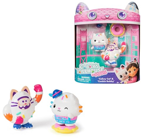 DREAMWORKS GABBY'S DOLLHOUSE: DER FILM - Kuchi & Cookie Bobby, Spielfiguren-Set mit 2 Zubehörteilen, für Kinder ab 3 Jahren