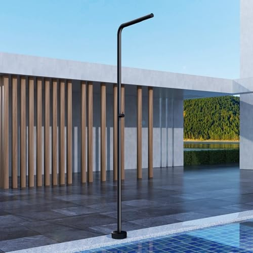 NOLUXA IMEX - Ducha Piscina Exterior Acero S.316 Negro Mate | Ducha Empotrada Suelo para Jardín, Piscina y Terraza | Grifería 1 vía (Agua Fría) con Rociador y Tratamiento Anticorrosión | Serie Texas