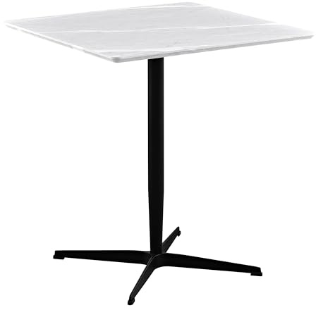 Brigros WeHome - Tavolo Bar 70x70 cm Moderno in Legno MDF 18mm, Tavolo da Esterno con Gamba a Colonna e Base a Stella, Tavolo Quadrato per Ristoranti e Bistrot, Effetto Marmo Grigio Chiaro
