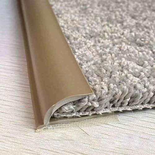 Treppenkantenprofil Teppichkantenbesatz für 7-12 Mm Dicke Teppiche, Flexible Teppichkanteneinfassung, Übergangsleiste von Teppich zu Fliesen, Geeignet für zu Hause und Überfüllte Orte(Brown,L300cm(118