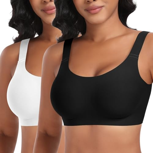 Nahtloser BH Damen Ohne Bügel Glatt Komfort Vollschalen Gepolstert Bustier Weicher BH Bequemer T-Shirt Soft BH Bra Bralette