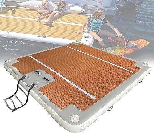 Molo Gonfiabile 10x10 Piedi, Isola Galleggiante per Lago, Pesca e Tempo Libero, Piattaforma Galleggiante in PVC con Pompa elettrica - Dimensioni Personalizzabili