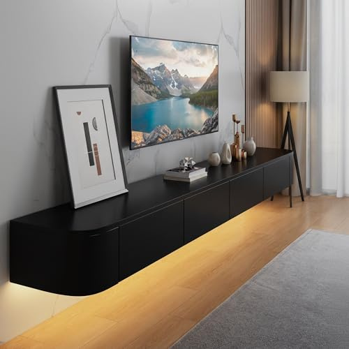 YINXSLO Tv Lowboard Hängend mit Schublade für Wohnzimmer | Modern Tv Board Hängend, Kiefernholz Tv Schrank mit Großzügigem Stauraum für Wohnzimmer und Schlafzimmer