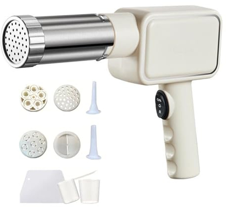 F Fityle Machine à pâtes électrique portative à 9 têtes, ustensile de Cuisine, Presse à pâtes portative, Machine à Nouilles, pour Macaronis, lasagnes, Blanc