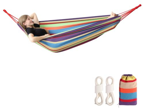 Camping Portable Hammock for Outdoor,450 lbs Weight Capacity | Compact and Portable|Only 2 Minutes to Install|Comfortable Fabric|Sturdy and durable|Carry Bag Included