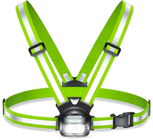 Mohard Luce Running 1800mAh, 7 Modalità & 45° Regolabile Luce per Corsa Notturna Alta Visibilità, Gilet Catarifrangente Accessori Fari Campeggio Lampada USB Ricaricabile IPX4 per Jogging/Escursionismo