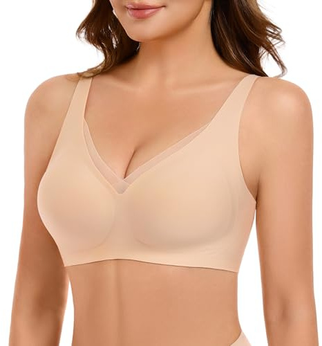 Niwicee Reggiseno Senza Ferrett Donna Reggiseni Senza Cuciture Push Up Comodo Reggiseno Imbottito Spalline Regolabili Comfort e Supporto Quotidiano(Nude,M)