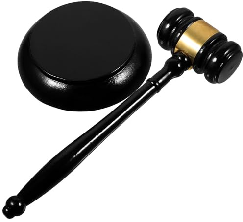 SUPVOX Wooden Judge Gavel with Black Base Set – Small Auction Hammer for Courtroom Role Play and Lawyer Meetings, Sturdy Wood Hammer and Early Development