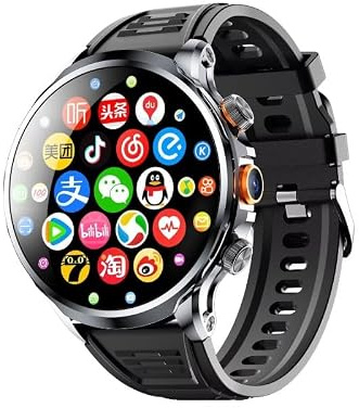 KAIRUIXING New H18 Smart Watch 4G Android 8.1 OS GPS WIFI SIM Card Smartwatch 1.95'' Large Spherical Screen HD Side Camera for Men Women (Black,8GB 128GB)